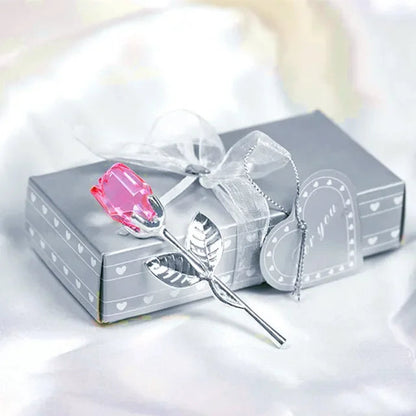 Valentines Day Gift Crystal Glass Rose Artificial Flower Silver Gold Rod Rose Flower for Girlfriend Wedding Gifts for Guest Shop1104358055 Store