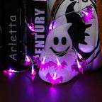 1PC 10/20/30 LED Purple Bat String Lights Battery Operated Outdoor Waterproof Hanging Decorative Lamp Suitable For Party Decor