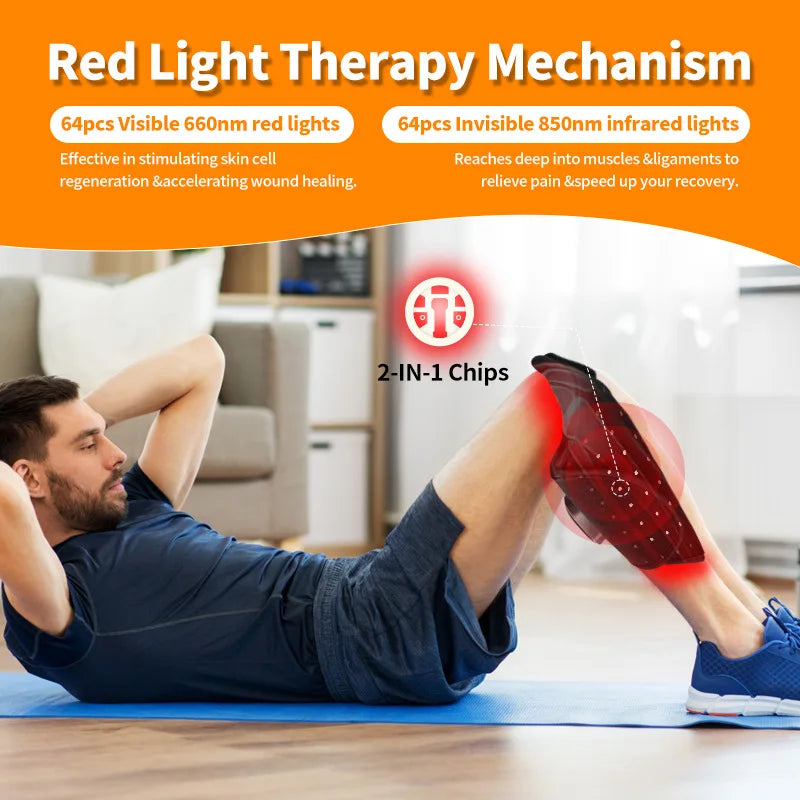 Cinturón de masaje de terapia de luz roja inalámbrico para muñeca y tobillo, 64 LED de 660nm y 850nm, para fascitis plantar y tendinitis de Aquiles