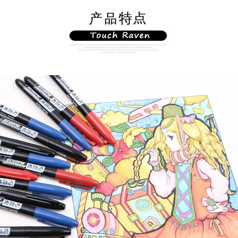 Permanent Marker Pen Manga Drawing Markers Black Blue Red Waterproof Ink Sketch Pens Stationery Art School Supplies Tiptop Co., LTD.