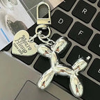 Cartoon Balloon Dog Couple Keychains Key Ring Women Men New Bling Cute