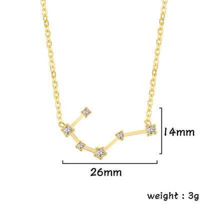 Lucktune Zircon Constellation Pendant Necklace Libra Virgo Zodiac Necklace for Women Stainless Steel Birthday Jewelry Gifts 2025 lucktune Official Store