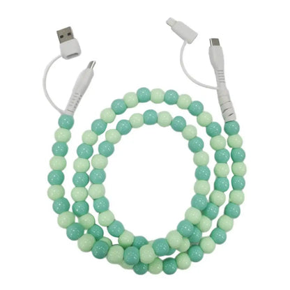 4-in-1 Beaded Charging Cable – 66W Fast Charge for All Devices!