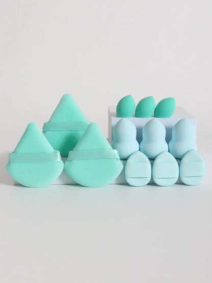 12-Piece All-Purpose Makeup Sponge Set, Made of 3 Loose Powder Puffs, 3 Mini Air Cushion Puffs, 3 Beauty Eggs and 3 Mini Beauty Shop Cherry Darling Store