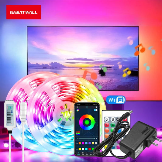GREATWALL WIFI 5050 LED strip, strip equipped with WIFI controller and DC power supply, with music synchronous color change