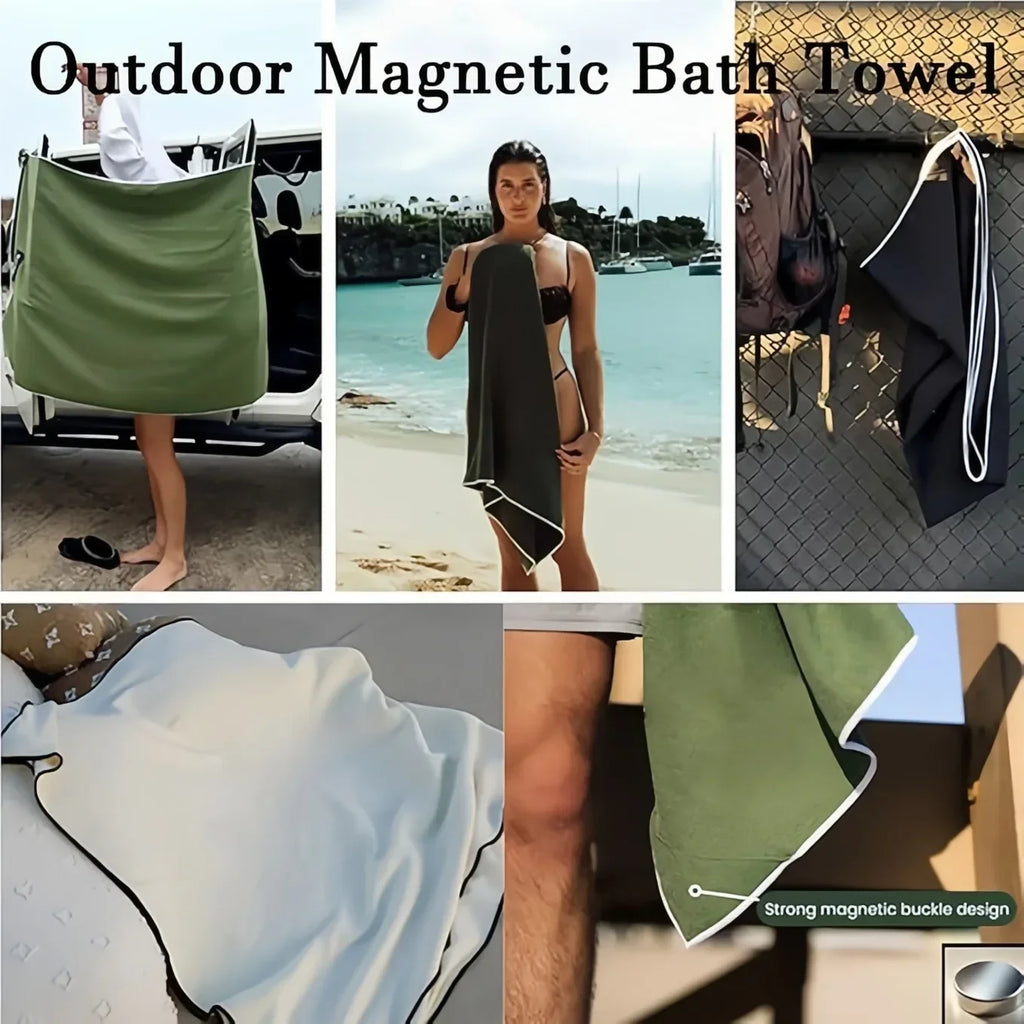 Toalla de baño magnética para exteriores Toallas magnéticas multifuncionales Toalla de playa de secado rápido para surf natación cambio de ropa