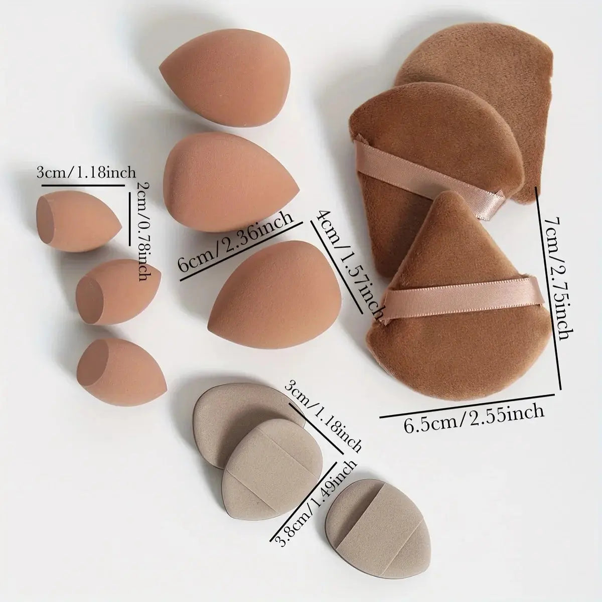 12-Piece All-Purpose Makeup Sponge Set, Made of 3 Loose Powder Puffs, 3 Mini Air Cushion Puffs, 3 Beauty Eggs and 3 Mini Beauty Shop Cherry Darling Store