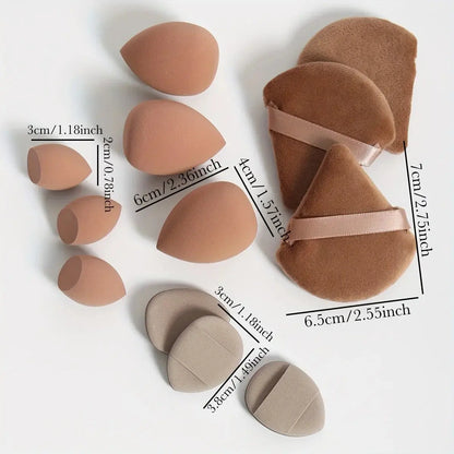 12-Piece All-Purpose Makeup Sponge Set, Made of 3 Loose Powder Puffs, 3 Mini Air Cushion Puffs, 3 Beauty Eggs and 3 Mini Beauty Shop Cherry Darling Store