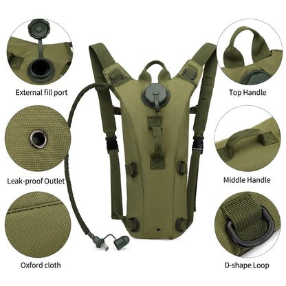 Tactical Water Hydration Pack - Military Class Camel Backpack with 3L