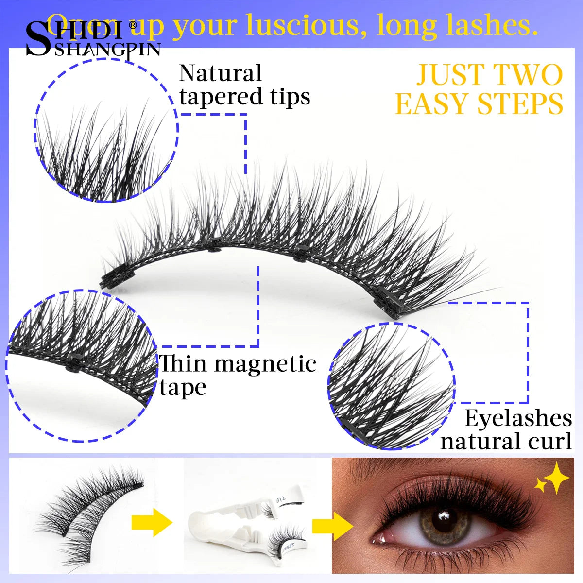 1 Pair Reusable Magnetic Eyelashes Tweezers Set Faux Mink Lashes Handmade 3D Natural False Eyelashes and Magnetic Tweezers Set