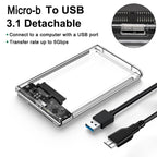 2.5 Inch HDD SSD Case SATA to USB 3.1 Type C 4TB Transparent External Hard Drive Housing Compatible UASP SATA III Laptop BEST Tools House Store