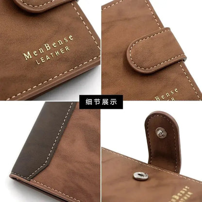 Men's Wallet with Hasp Business Card Holder Case Male Short Purse PU