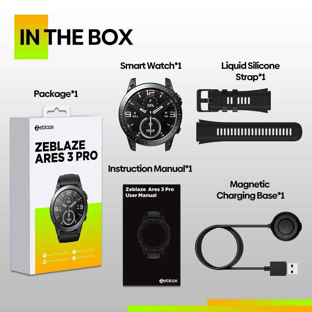 Zeblaze Ares 3 Pro Smart Watch Ultra HD AMOLED Display Voice Calling Function 100+ Sports Modes 24H Health Monitor Smartwatch Big Save Store