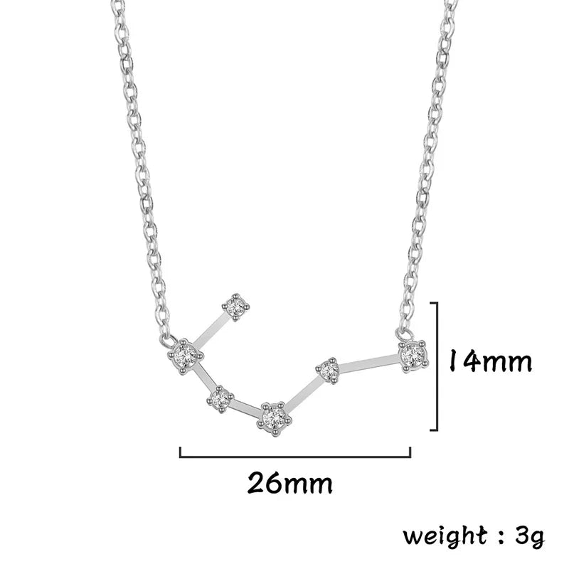 Lucktune Zircon Constellation Pendant Necklace Libra Virgo Zodiac Necklace for Women Stainless Steel Birthday Jewelry Gifts 2025 lucktune Official Store