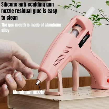 Mini Pink Rechargeable Hot Silicone Gun,7mm Portable Cordless Glue Gun 3.7V,60 Min Use,Type-C Charging, Kids DIY Crafts Tools ATOTOOL Store