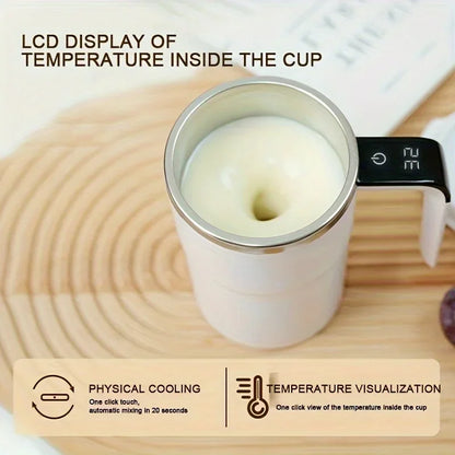 Automatic Self Stirring Magnetic Mug with LCD Screen Coffee Milk Juice Mixing Cup USB Rechargeable Smart Thermal Cups