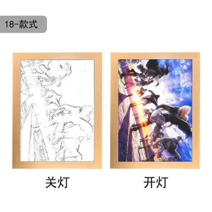 Attack On Titan Anime Figure Customized Night Light Painting Decor
