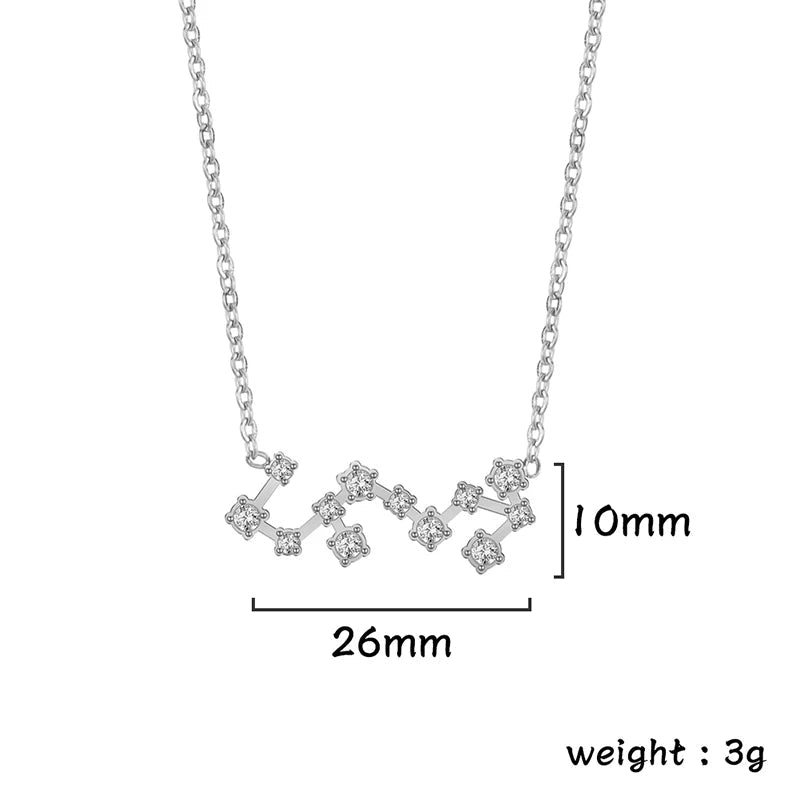 Lucktune Zircon Constellation Pendant Necklace Libra Virgo Zodiac Necklace for Women Stainless Steel Birthday Jewelry Gifts 2025 lucktune Official Store