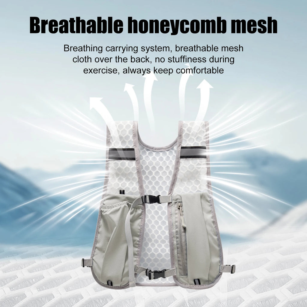 Chaleco de hidratación ligero para correr con botella de agua, chaleco reflectante con mochila de hidratación para el pecho con soporte para teléfono, chaleco de ciclismo