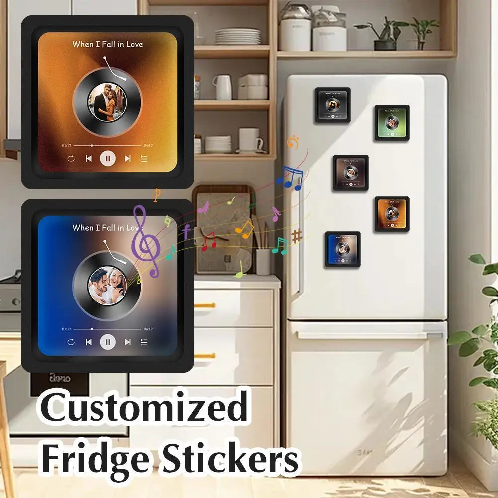 Personalized Music Fridge Magnet – Add Your Favorite Song and Photo! Happy Home Time Store