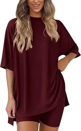 Breezy Lounge Duo – Oversized Shirt & Shorts Set for Ultimate Comfort!