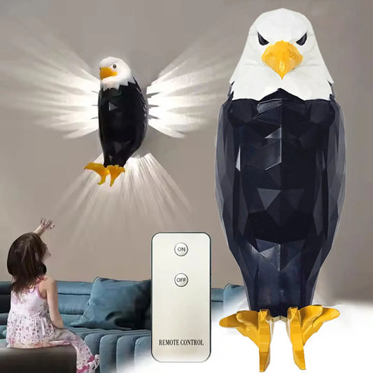Bald Eagle Wall Light, Wall Mounted Eagle Lamp for Bedroom, Living Room, Hallway, Battery Operated Eagle Light