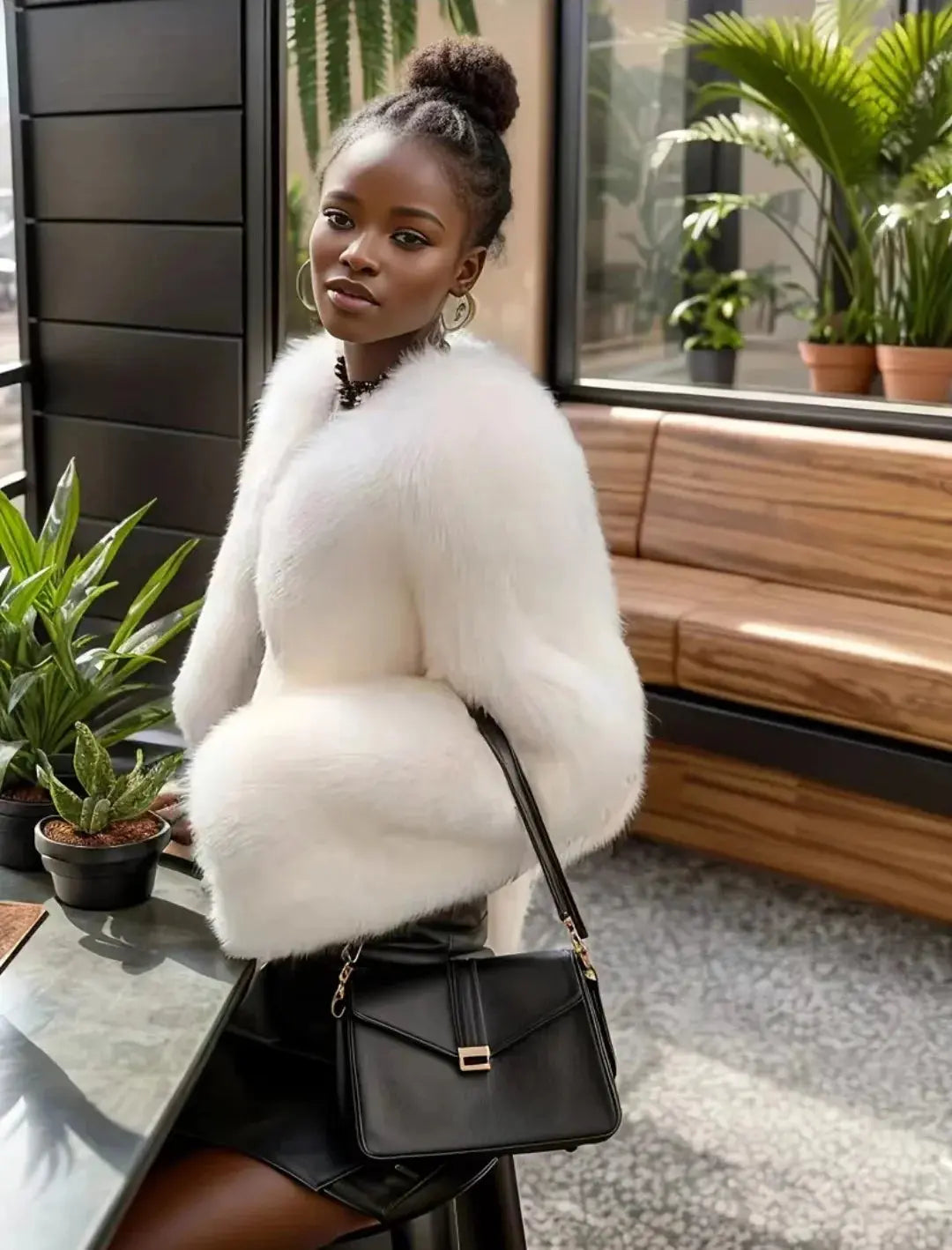 Imitation fur black style jacket coat coat imitation fox fur warm AliExpress