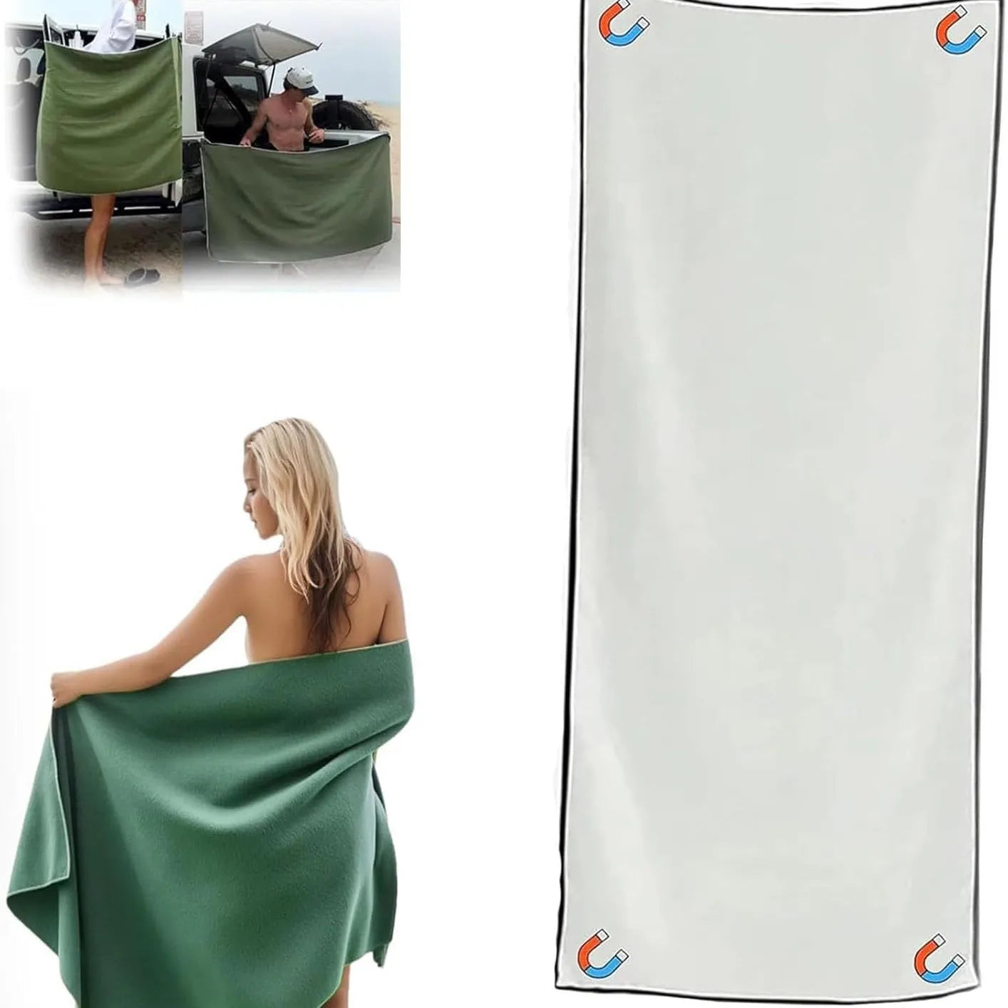 Outdoor Magnetic Bath Towel Multifunctional Magnet Towels Quick Drying Beach Towel for Surfing Swimming Changing Clothes