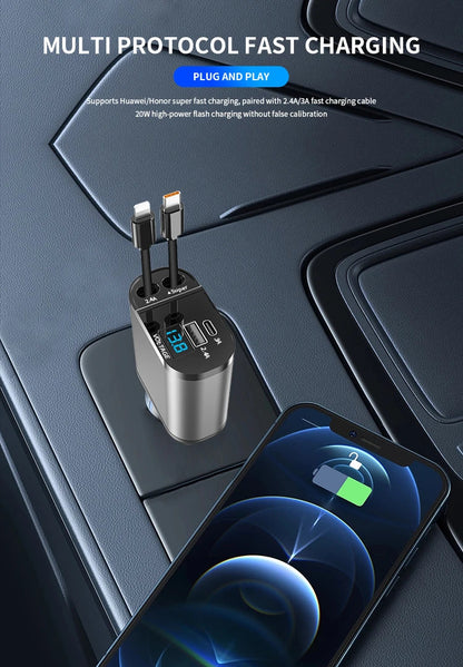 4 IN 1 Retractable Car Charger