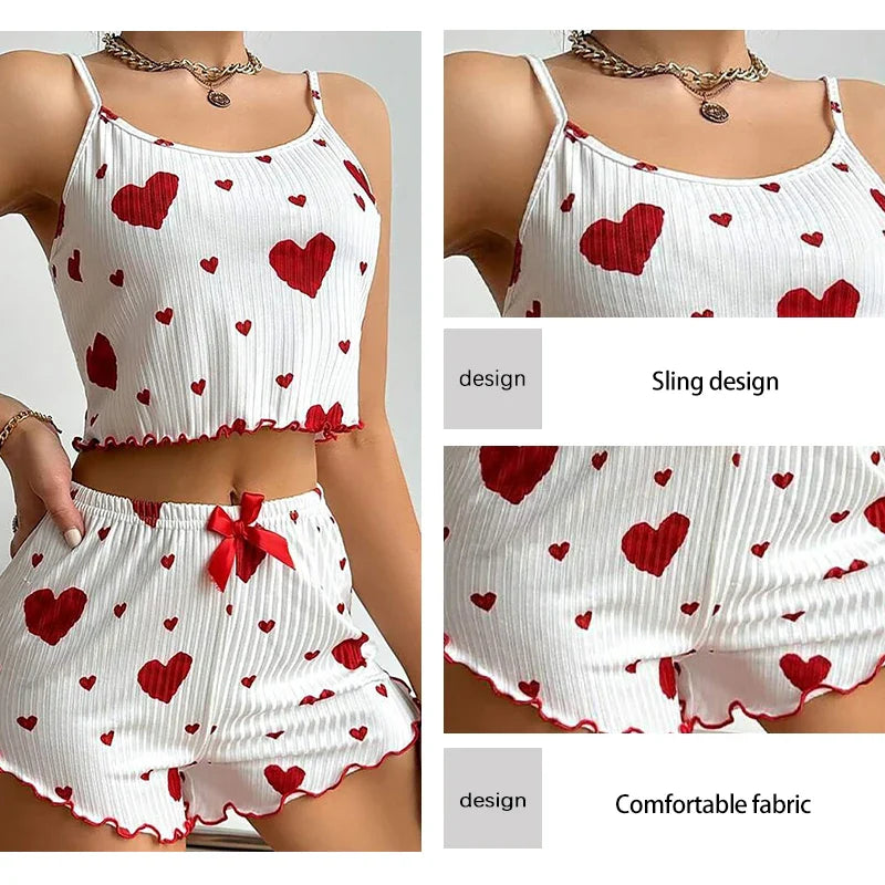 Soft Casual Love Printing Pyjama Set Mili Flagship Store
