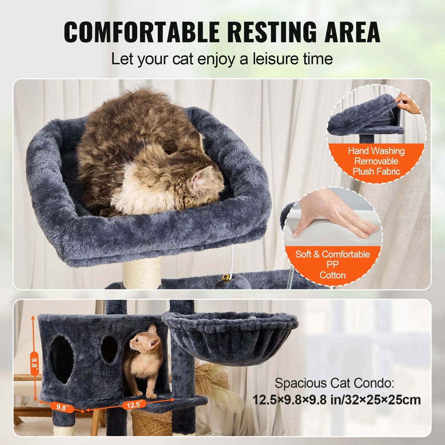 45.2" Cat Tower with Cat Condo Sisal Scratching Post