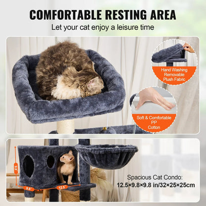45.2" Cat Tower with Cat Condo Sisal Scratching Post VEVOR BESTEQUIP Overseas Store