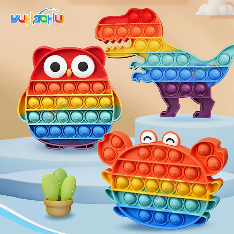 Rainbow Pop Push Bubblle Fidget Anti Stress Relief Toys for Adult Children Special Needs Sensory Toys Interactive Toys for Kids Stone's Store