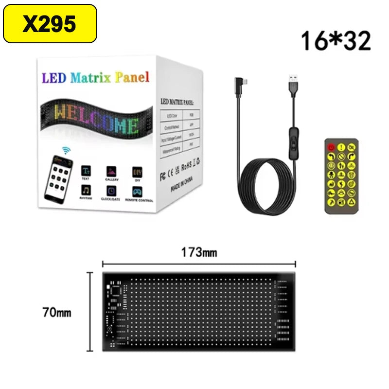 Dynamic Devil's Eye Truck Windshield Scrolling Advertising LED Car Sign RGB DIY App Control LED Panel Flexible Display Light