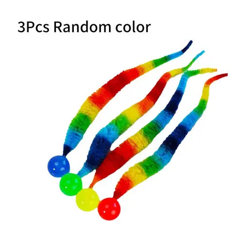 3Pcs/Set Pet Toy Caterpillar Elastic Ball Cat Toy Rainbow Worm