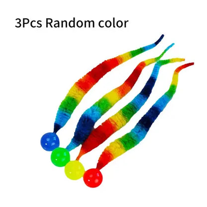 3Pcs/Set Pet Toy Caterpillar Elastic Ball Cat Toy Rainbow Worm