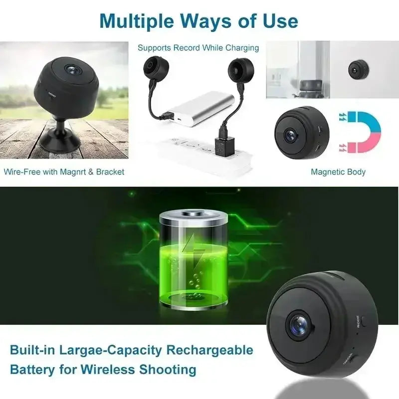 Mini wireless surveillance camera, WiFi, security monitoring, remote monitor, camera, smart home, A9 Stone's Store