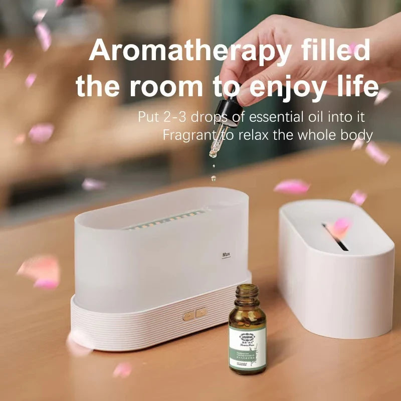 Vissko Aroma Flame Diffuser 180ML Air Humidifier Ultrasonic Aromatherapy Cool Mist Maker Essential Oil Lamp Difusers For Home Stone's Store