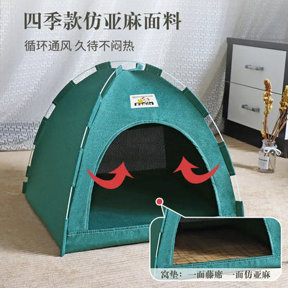 Pet Tent Bed Removable Cat Sofa Basket Canvas Semi-enclosed Cat House Dog Cave Hut Cat Sleeping Bed for Room Decor Pet Supplies