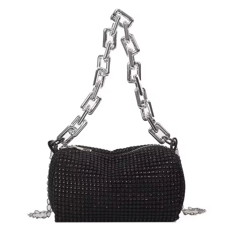 Allover Rhinestone Bucket Bag, Glitter Chain Prom Purse, Women's Mini Crossbody Bag (6.3*3.54) Inch Stone's Store
