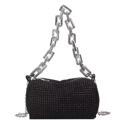 Allover Rhinestone Bucket Bag, Glitter Chain Prom Purse, Women's Mini Crossbody Bag (6.3*3.54) Inch Stone's Store