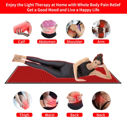 Red Light Mat Full Body 63" x 23.6" 945pcs LED Beads 660nm and 850nm Red Light Blanket Whole Body LED Light Relax Pad
