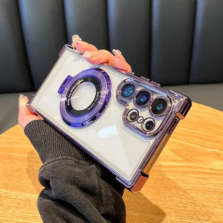 Luxury Clear Shockproof Magnetic Case for Samsung Galaxy S25 S24 Ultra S23 S22 with Lens Cover - Black, Blue, Purple, Clear. BESD Phone Case Store