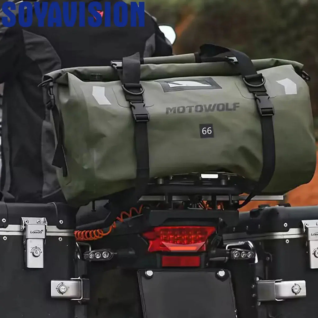 Bolsa Seca Impermeable para Moto con Reflectores, Bolsa de Viaje Duffle Trasera Esquí