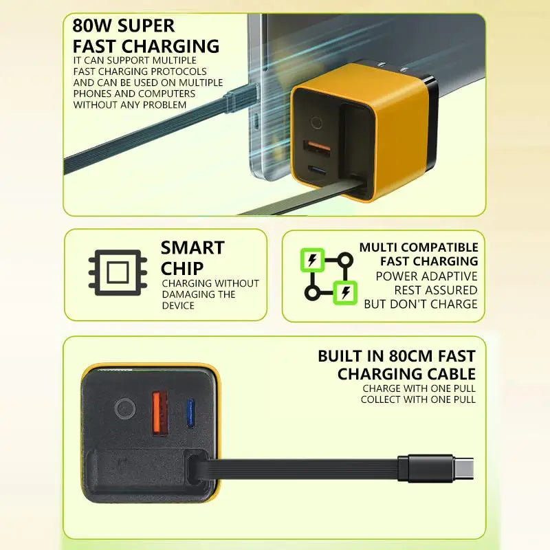 Charge Fast: 3-in-1 GaN 80W Scalable Charger