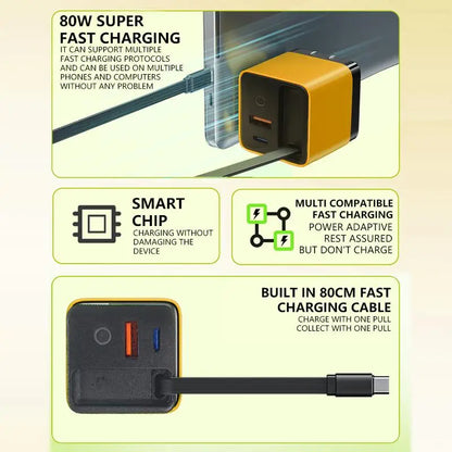 Charge Fast: 3-in-1 GaN 80W Scalable Charger