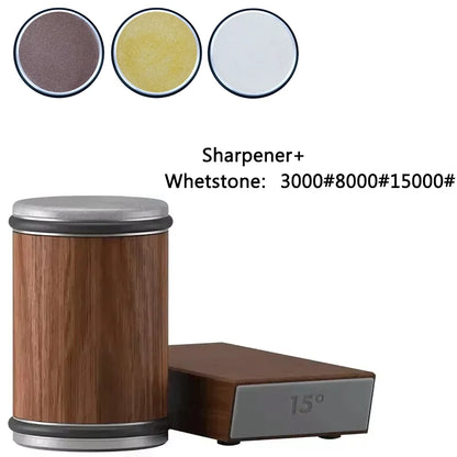 Pouring Rolling Knife Sharpener sapele Magnetic Holder Whetstone Sharpening Stone Kit 15 and 20 Degrees Angle Roller Accessory