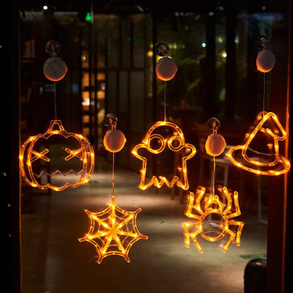 Halloween Lantern Festival Party Decoration Ghost Lantern Pumpkin Hanging Lantern Spider Web LED Suction Cup Lamp