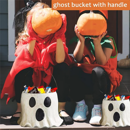 A95G Ghost Bucket Decor, Ghost Planter Pot, Ghost Bucket Vase, Halloween Ghost Bucket, Handmade Halloween Treat Buckets