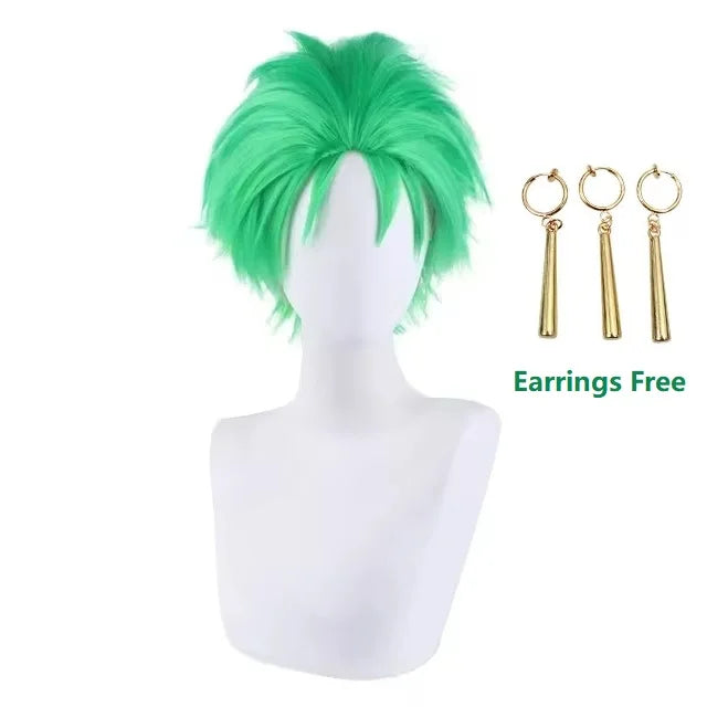 Roronoa Zoro Cosplay Anime Figures Costume Uniform Green Coat Pants Head Scarf Roronoa Zoro Wig Earrings Halloween Men Clothes